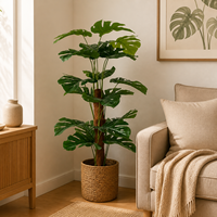 Plante artificielle Monstera en gros, toucher réel, fausse plante tropicale en pot pour la décoration intérieure d'hôtels et de centres commerciaux