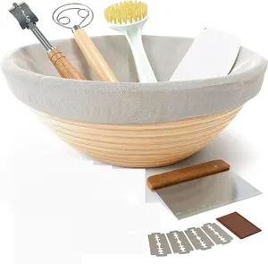 Cesta de prueba de pan banneton de ratán cuadrado triangular ovalada redonda personalizada con kit de inicio de masa fermentada cubierta