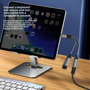 Adaptateur <span class=keywords><strong>USB</strong></span> 2.0 multifonction 60W 2 en 1 Type-C OTG PD, câble de charge et de partage pour clé <span class=keywords><strong>USB</strong></span>, souris, <span class=keywords><strong>iPad</strong></span> <span class=keywords><strong>Pro</strong></span> - Product Image 4