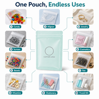 Sachets personnalisés en PVC avec fermeture éclair, roses brillants, résistants à l'humidité, pour élastiques à cheveux et bijoux, mini-sachets refermables avec fenêtre
