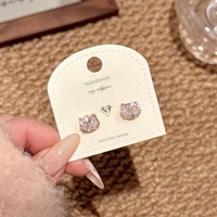 Boucles d'oreilles clous en zircon naturel plaqué or, forme chat mignon, pour femmes, bijoux à porter au quotidien, vente en gros