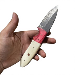 Couteau à lame fixe en acier Damas avec manche coloré, personnalisable pour la chasse, le camping et la survie - Product Image 5