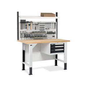 Établi réglable Fami Master BR 150cm avec plateau en bois, 3 tiroirs et mur perforé - Product Image 4