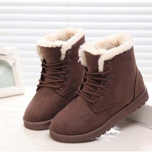 Haute qualité bout rond doublé en peluche chaud mi haut automne hiver Martin bottes chaussures pour femmes dame botte - Product Image 4