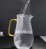 Carafe à boire en verre borosilicate de haute qualité, théière, pichet en verre résistant à la chaleur avec couvercle, bouilloire à eau en verre, ensemble de tasses
