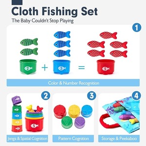 Giocattoli Montessori 10 in 1 gioco di pesca in tessuto di natale per bambini regali 1-3 con impilamento tazze numero conteggio madre bambini giocattolo - Product Image 4