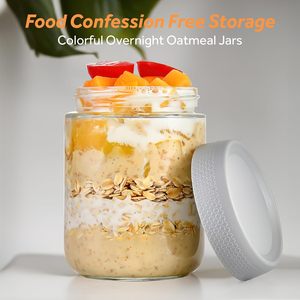 6-pack 16 oz Overnight Oats Containers with Lids, Glass <b>Jars</b> with Airtight Lids, Wide Mouth Mason Salad <b>Jars</b> - Product Image 4