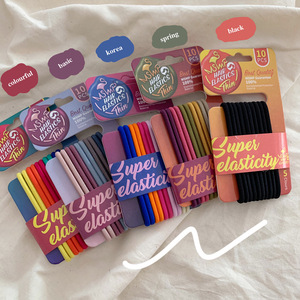 Lot de 10 élastiques à <span class=keywords><strong>cheveux</strong></span> multicolores simples et très extensibles pour femmes et filles, style doux pour la décoration des <span class=keywords><strong>cheveux</strong></span> - Product Image 1