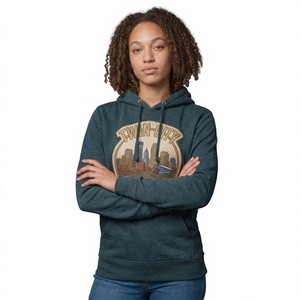 Sudadera con Capucha para Mujer Twin City, Color Verde Oscuro, con Logotipo Dorado Estampado en la Parte Delantera, Corte Regular, para Otoño - Product Image 1