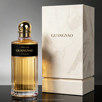 Flacon de parfum en verre de conception nouvelle, 100 ml, flacon vaporisateur de parfum de haute qualité, flacon de parfum vide transparent, étiquette en métal avec boîte