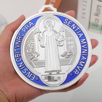 Médailles Saint Benoît Extra-Larges en Métal, Pendentif Vintage pour Protection, Décoration Murale ou de Bureau, Cadeaux
