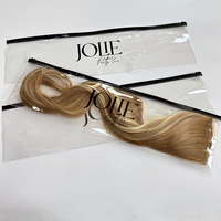 Sac à fermeture éclair en PVC transparent avec logo personnalisé, sac d'emballage en plastique pour extensions de cheveux, pochette zippée mate givrée de haute qualité