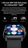 Montre connectée AMOLED avec moniteur de fréquence cardiaque, appels Bluetooth, suivi d'activité, cadran personnalisable, pour hommes et femmes