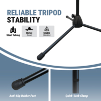 Soporte de Micrófono Profesional con Trípode Recto y Ajuste Rápido de Altura Accuracy Pro Audio MS143 para Aplicaciones Móviles
