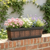 Pots à fleurs classiques légers en plastique de grande taille, rectangulaires, pour la décoration du jardin et de la maison