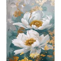 Chenistory Witte Bloem 5d Diamant Schilderij Handgemaakt DIY Cadeau Bloem Volledige Ronde Diamant Kunst Schilderij Handwerk