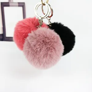 China Supplier Fluffy Furball Keychain Faux Fur Pom Pom Keyring Fur Pompom Ball Key Chain