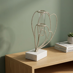 Jarrón de Mesa Moderno y Elegante de Metal Negro con Base de Mármol, 27.5 cm de Altura, para Agua, Centro de Mesa Decorativo - Product Image 6