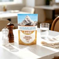 Sachet refermable personnalisé imprimé en couleur avec support doré, 1 kg, emballage haute barrière pour sel de cuisine naturel de l'Himalaya