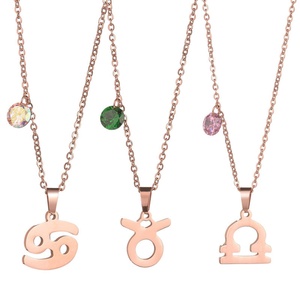 Joyería de Moda Dubái, Collar con Signo Zodiacal y Piedra de Nacimiento, Chapado en Oro de 18K, para Novia - Product Image 2