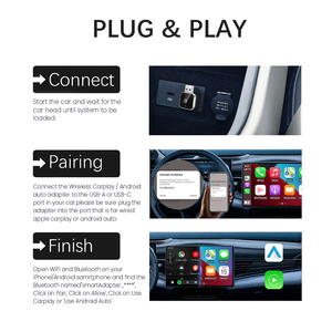 Adaptateur sans fil CarPlay et Android Auto Super Mini 2 en 1, configuration facile, branchement et utilisation immédiats, design compact et élégant, adaptateur pour <span class=keywords><strong>voiture</strong></span> - Product Image 4