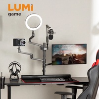Ensemble de support de bureau pour Selfie en direct 6 en 1, cercle à intensité variable 10 pouces, éclairage annulaire LED, enregistrement vidéo Tiktok Youtube, MDS11-1