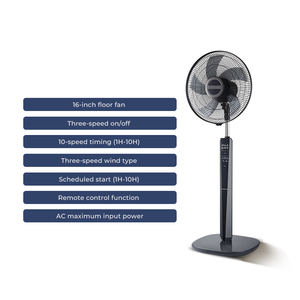 Ventilateur sur pied en plastique DC de 16 pouces KENNED, commande numérique à distance, oscillation, alimentation électrique par batterie, pour la maison, la voiture, l'hôtel - Product Image 6