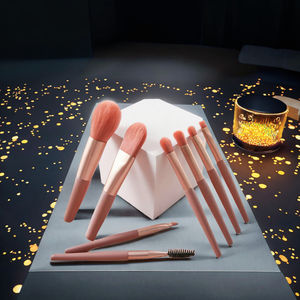 Ensemble de 8 pinceaux de maquillage Macaron, visage, ombre à paupières, fond de teint, outil miniature, portable, mignon, pinceau de maquillage pour enfants, sac à fermeture éclair - Product Image 3