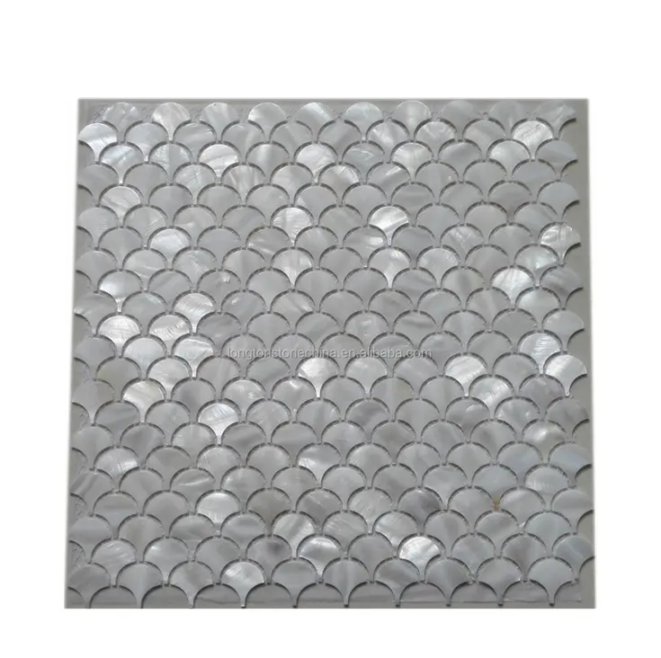 White Tiles Fish Scales Freshwater Mosaic Tile Mother of Pearl Home Improvement Fan Pattern Sea Shells Tiles Design for Sale