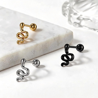 Pendientes de Acero Quirúrgico 316L con Forma de Serpiente Ondulada, Chapados en Oro PVD, Espiral, Animal, para Piercing de Tragus y Hélix