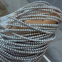 Perles d'eau douce naturelles de couleur grise AA de 2,5 à 3 mm, presque rondes, enfilées, pour la création de bijoux fins