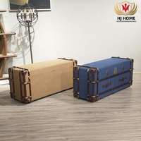 HJ HOME Table à ongles rétro aviateur Rangement en métal Armoire de rangement pour le vin Tissu antique Toile de coffre Meubles de salon Meuble TV