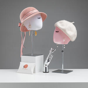 Tête de mannequin en toile de lin velours personnalisé support de chapeau casquette <span class=keywords><strong>porte</strong></span>-vitrine casquette tissu rose hommes femme tête de mannequin noire pour afficher la perruque - Product Image 6