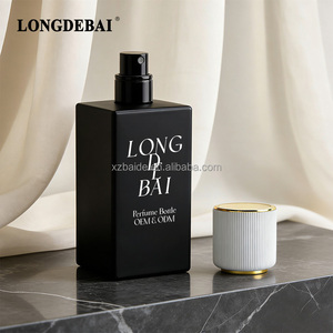 LONGDEBAI New Arrival Custom 50ml Perfume <b>Bottle</b> <b>Empty</b> square Custom Color Glass <b>Bottle</b> Crimp Pump Perfume <b>Bottle</b> With White Lid - Product Image 4