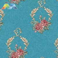 MOI Wallpaper Gulungan Motif Bunga Biru Putih 45cm X 10m Dekorasi Dinding Kamar Tidur