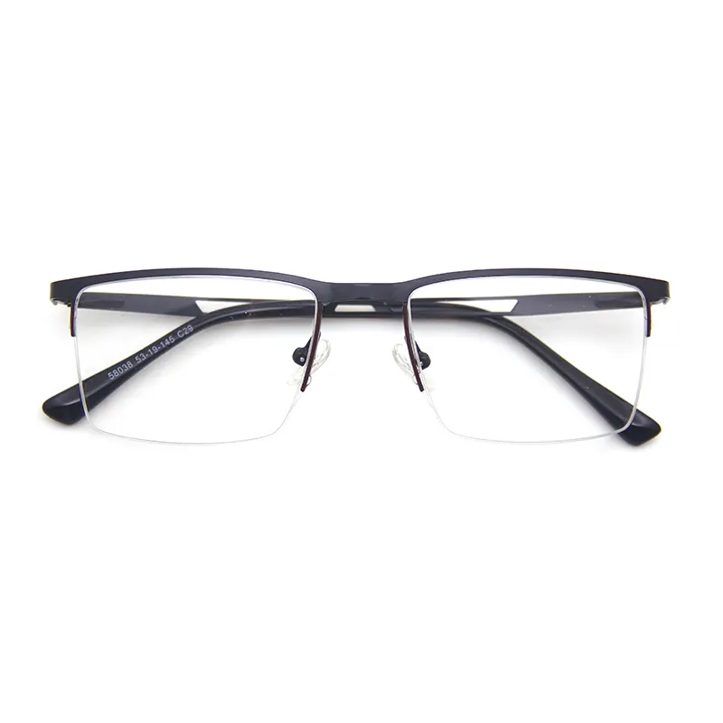 Fashion Metal Glasses Frame Flat Lens Eyeglasses Water Drill Spring Leg Computer Anti Blue Light Eyewear