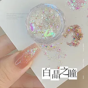 MingLee 4Jars/set Mermaid Sparkle Nail <b>Art</b> Glitter Ultra-Thin Laser Flakes Holographic <b>Sequins</b> Dual-End Nail Pusher Tool Square - Product Image 6