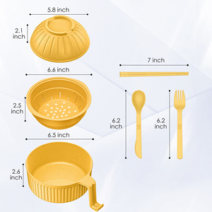 Juego de Tazones de Paja de Trigo para Sopa, Ensalada, Pasta y Repostería, Aptos para Microondas, con Palillos - Product Image 4