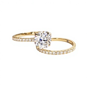 Bague de mariage personnalisée SGARIT en moissanite, 3 carats, taille brillant rond, monture pavée en or 14 carats, bijoux pour femme - Product Image 3