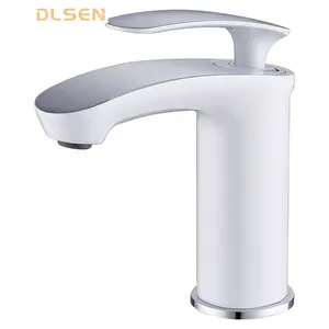 Brand New Polished White Copper Basin Mixer Tap with Chrome Single Handle Bathroom Faucet for Apartment