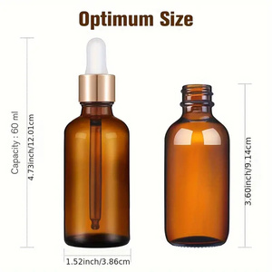 30ml 1Oz 50ml 100ml piatto rotondo ambra vetro contagocce bottiglia di vetro con tappo contagocce dorato per <span class=keywords><strong>olio</strong></span> essenziale - Product Image 2