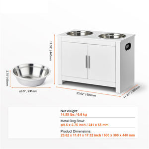 Bols pour chien surélevés modernes simples avec armoire de rangement, <span class=keywords><strong>station</strong></span> d'alimentation pour animaux de compagnie avec 2 bols pour chien surélevés - Product Image 3