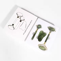 Ensemble cadeau de rouleau de jade vert et de grattoir Gua Sha Edawa pour le massage de beauté du visage, les soins de la peau et la réduction des rides, kit de lifting du visage