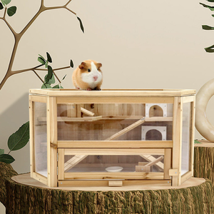 <span class=keywords><strong>Cage</strong></span> d'élevage pour animaux de compagnie en bois et métal avec fenêtre transparente et échelle, motif solide, pour hamster, cobaye, dragon, chat, poulet - Product Image 3