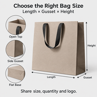 Sacs cadeaux en papier kraft de luxe personnalisés avec poignées en ruban pour boutique, artisanat, emballage de vente au détail, commandes personnalisées en gros