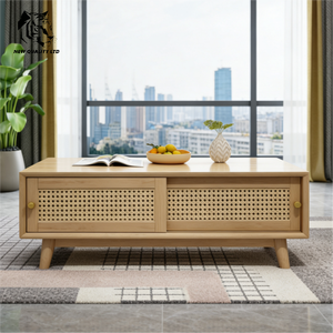 Table basse moderne en bois massif à 2 tiroirs, nouveau design, mobilier de maison, vente en gros Chine, excellent prix, personnalisation, grand stock, dropshipping - Product Image 2