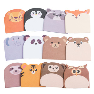 Bloc-notes autocollants mignons à motifs d'animaux, mémos irréguliers réutilisables, esthétiques, taille personnalisable - Product Image 1