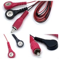 Fiche d'alimentation mâle CC vers double électrode à bouton-pression rouge et noir, faisceau de câbles 2 conducteurs avec protections anti-traction