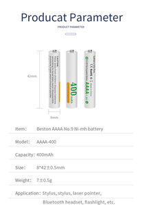 BESTON 2 pièces 1.2V <span class=keywords><strong>AAAA</strong></span> Ni-mh batterie et chargeur ensemble pour écriture manuscrite <span class=keywords><strong>stylet</strong></span> Laser stylo prise en charge personnalisation 1200 temps de cycle - Product Image 4