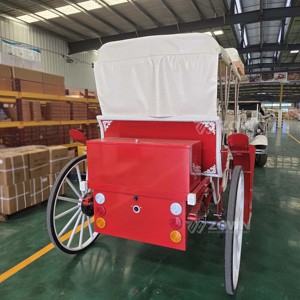 Wagon touristique électrique rouge vif à roues à rayons pour cérémonies de mariage dans les châteaux et séances photo en paysage - Product Image 5